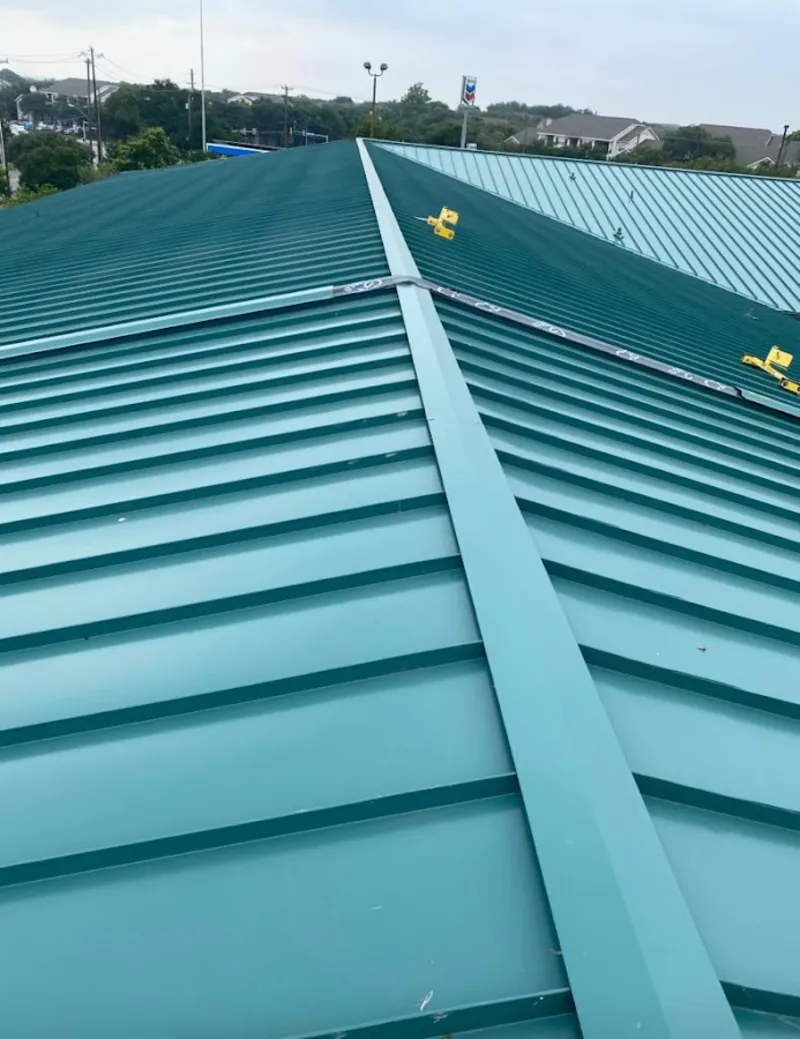 Green commercial metal roof ridge and valley for Metal Roof Repair in Azle